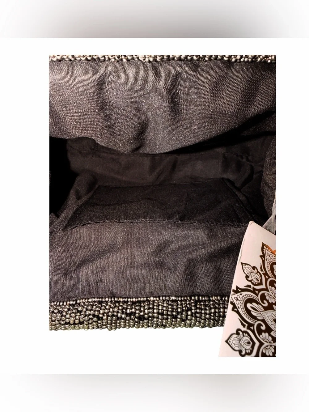 NEW Studded Embellished  crafted black plush Velvet Clutch Beaded  Faux Pearl